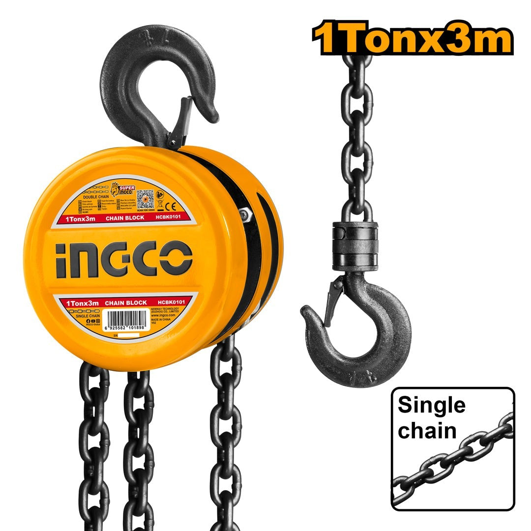 INGCO Industrial Duty Chain Block 1T 3m Chain HCBK0101