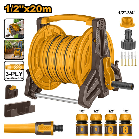 INGCO Hose Reel with 20m Hose & Nozzle set HHR20124