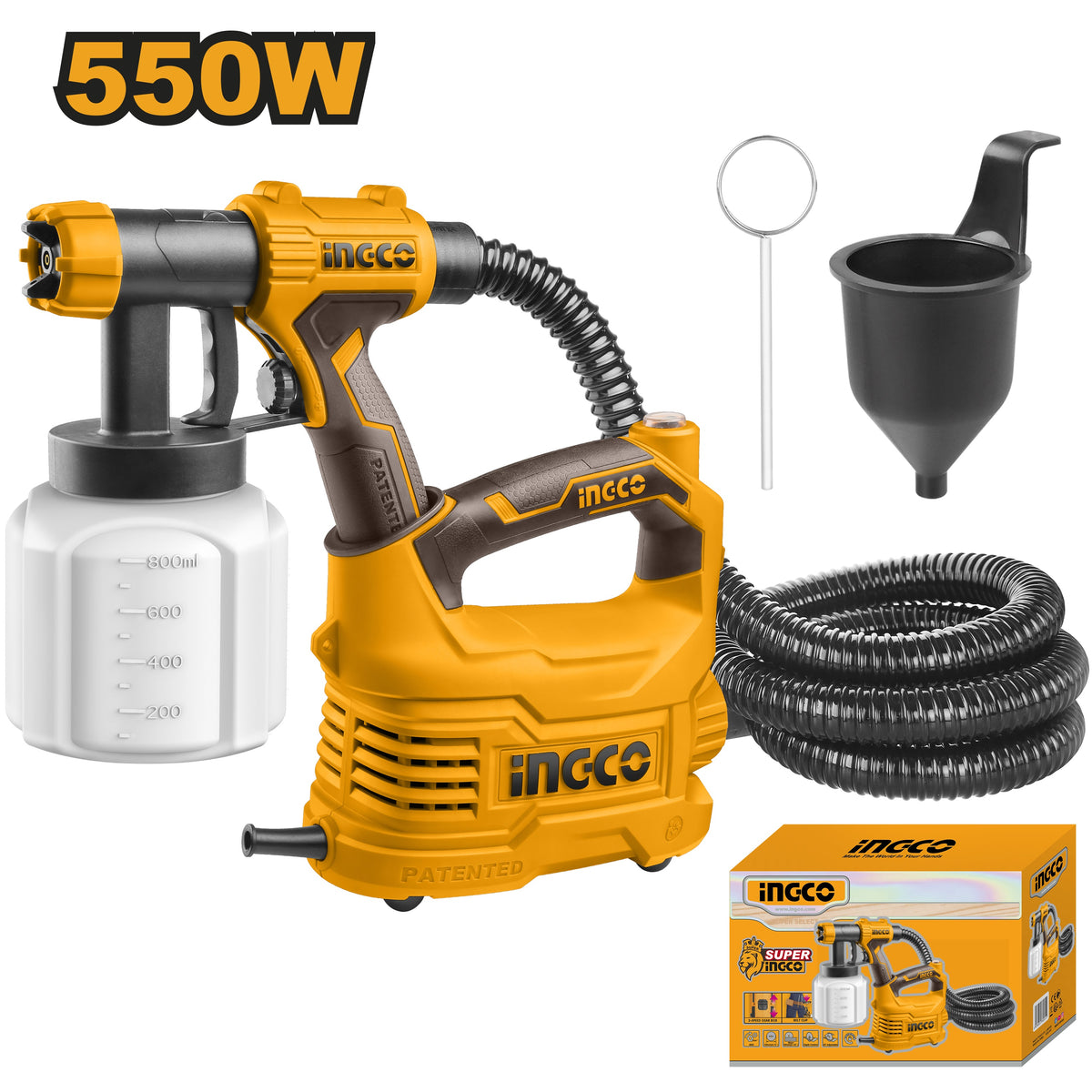 INGCO Hvlp Electric Spray Gun 550W 800ml Container SPG5008