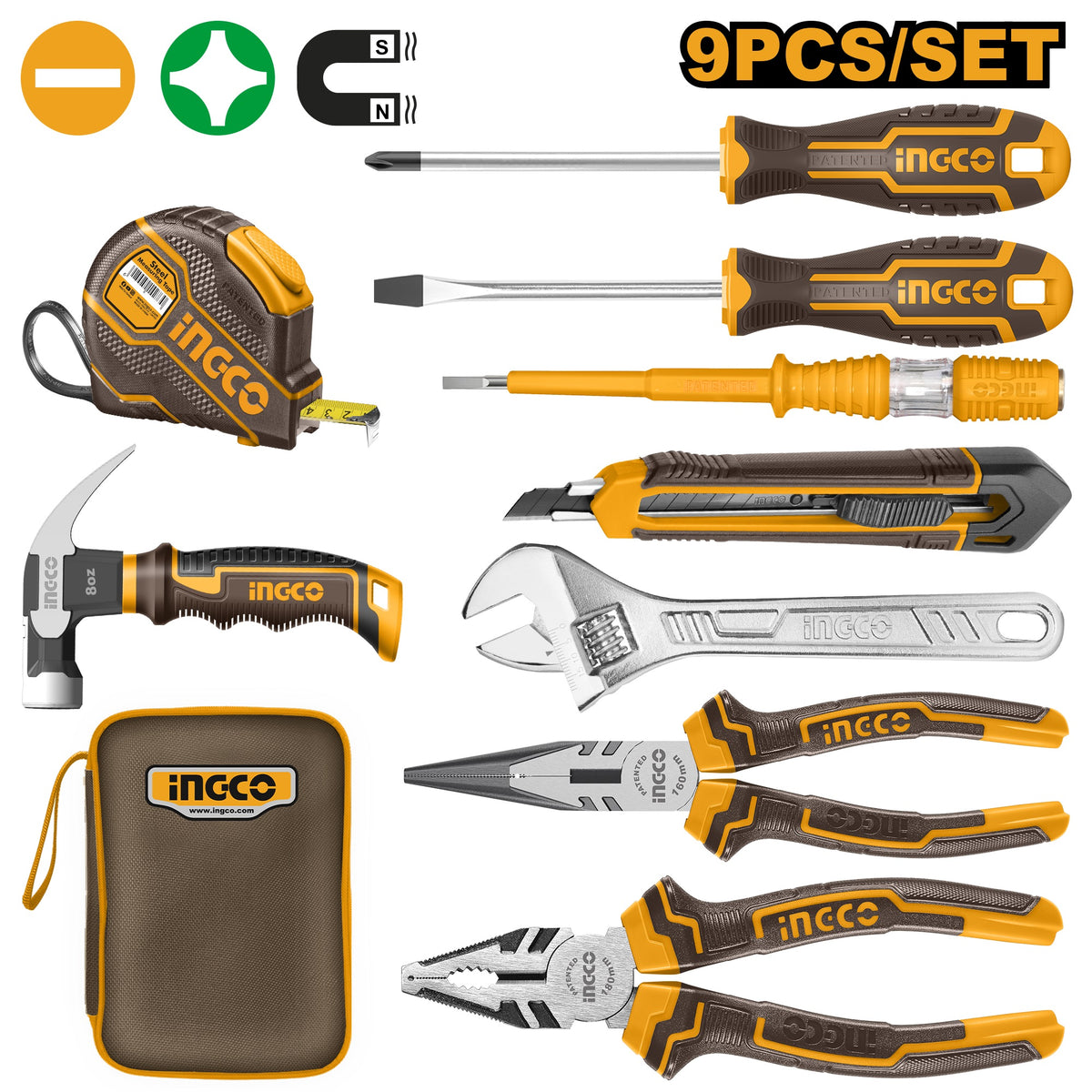 INGCO 9pcs Hand Tool set HKTH20809