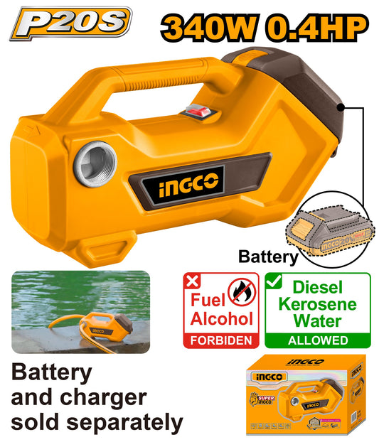INGCO 20V LI-ION Transfer Pump 45L/MIN, 3/4" Connection (Bare Unit) TPLI2001