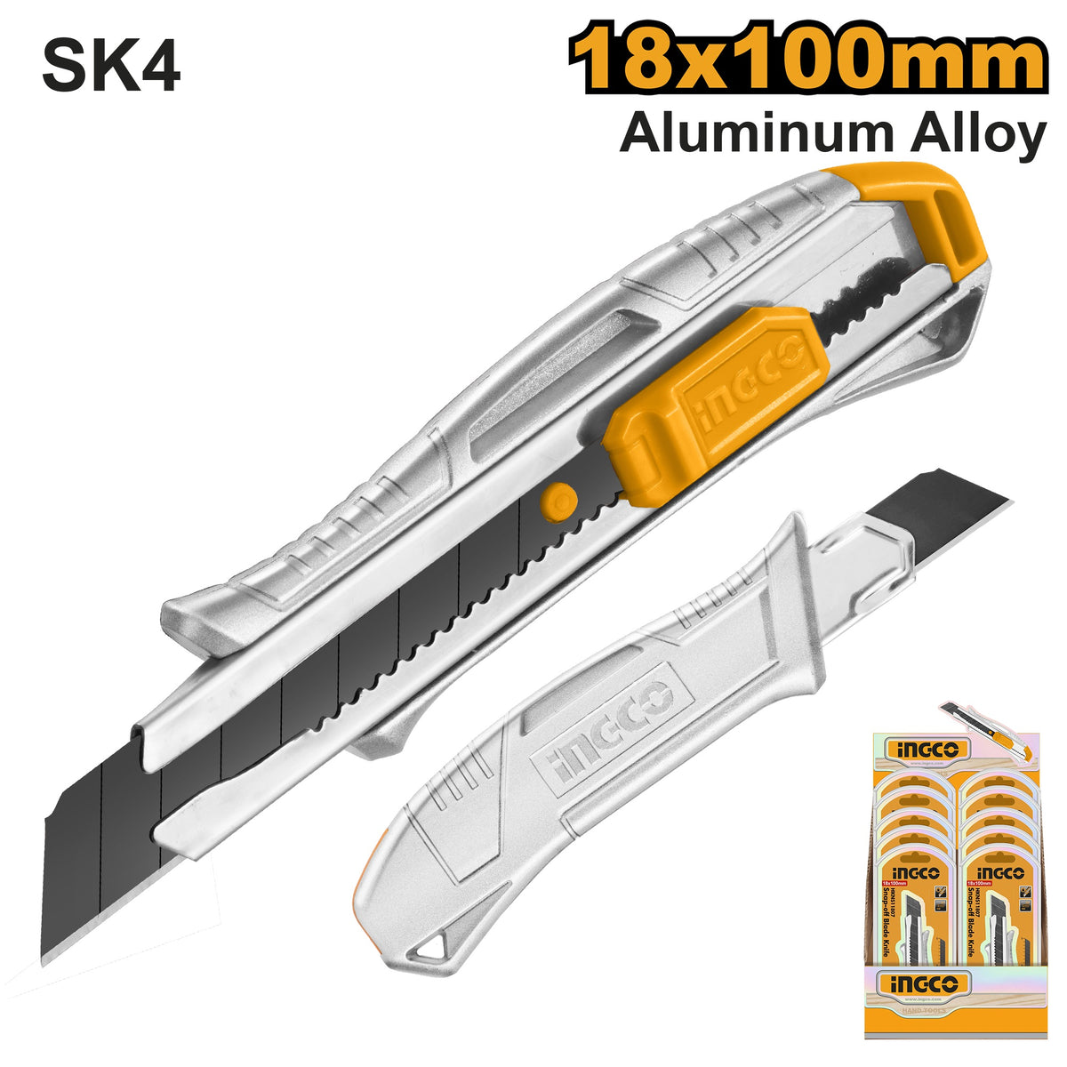 INGCO Snap Off Blade Alum Body Auto Lock Knife 18mm HKNS11807