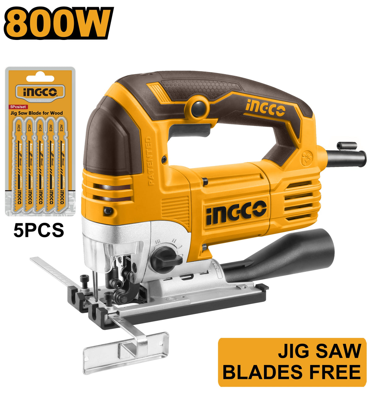 INGCO HD Variable Speed Jigsaw 800W Cut Wood to 135mm JS80068