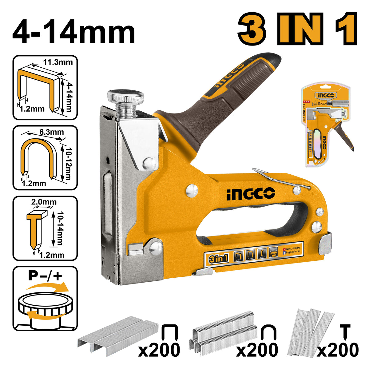 INGCO 3 in 1 Staple Gun HSG1405