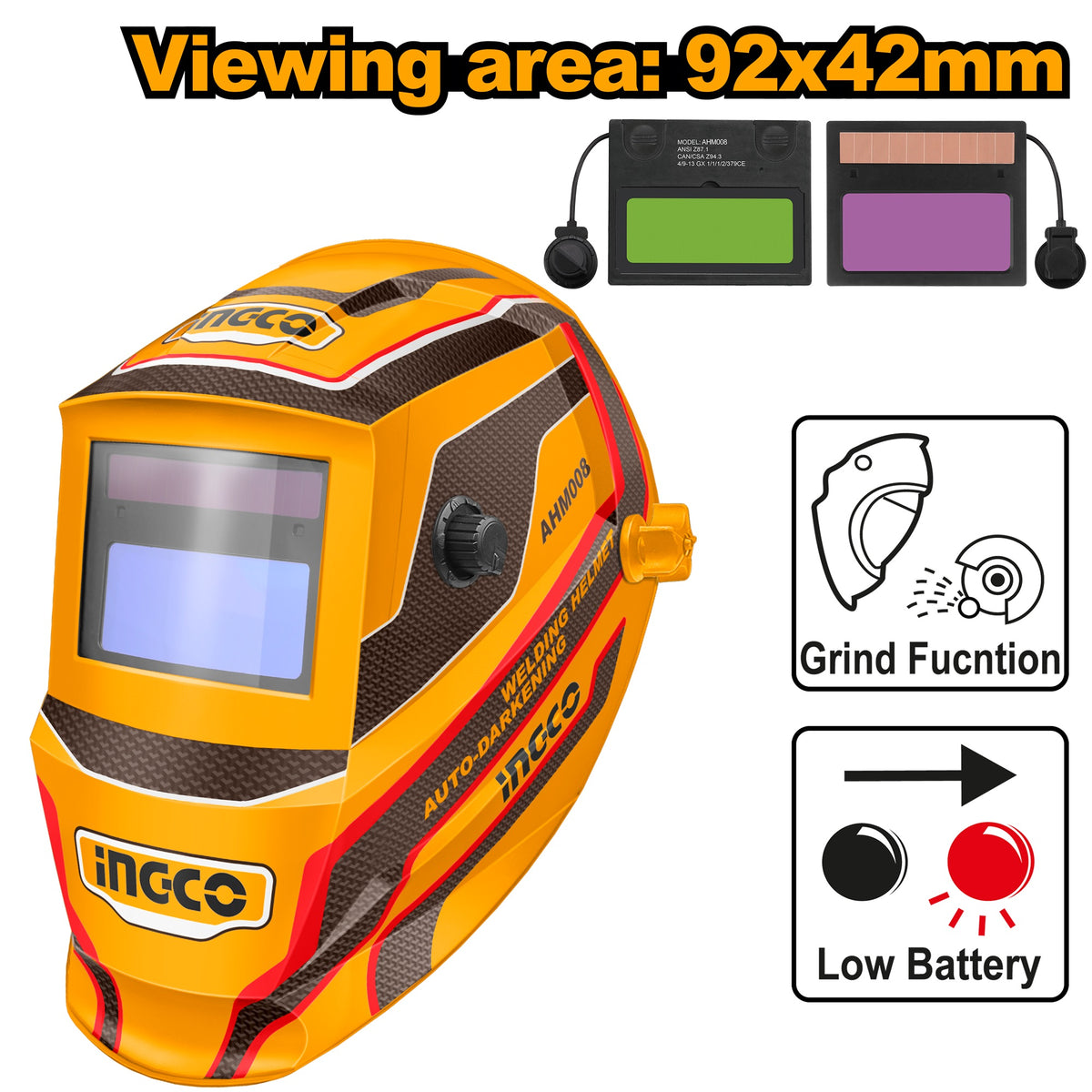 INGCO Auto Darking Welding Helmet AHM008