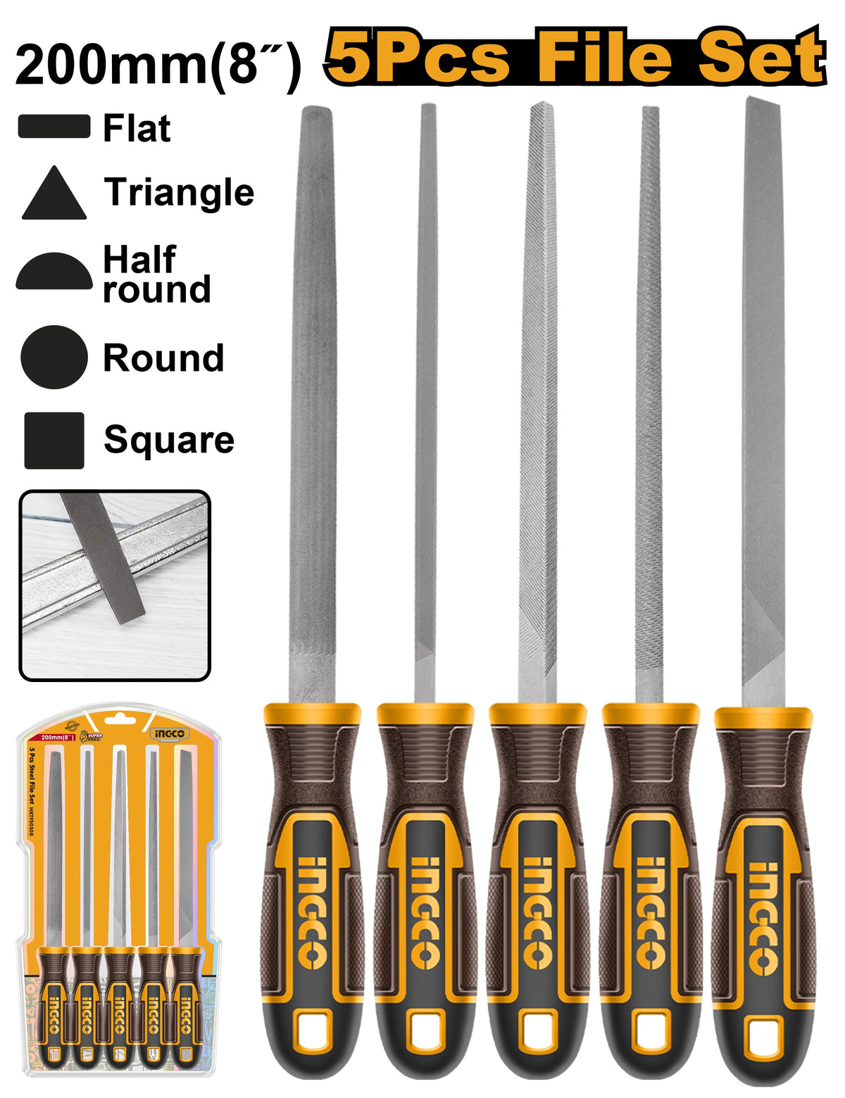 INGCO 5pcs Steel File set HKTFS0508