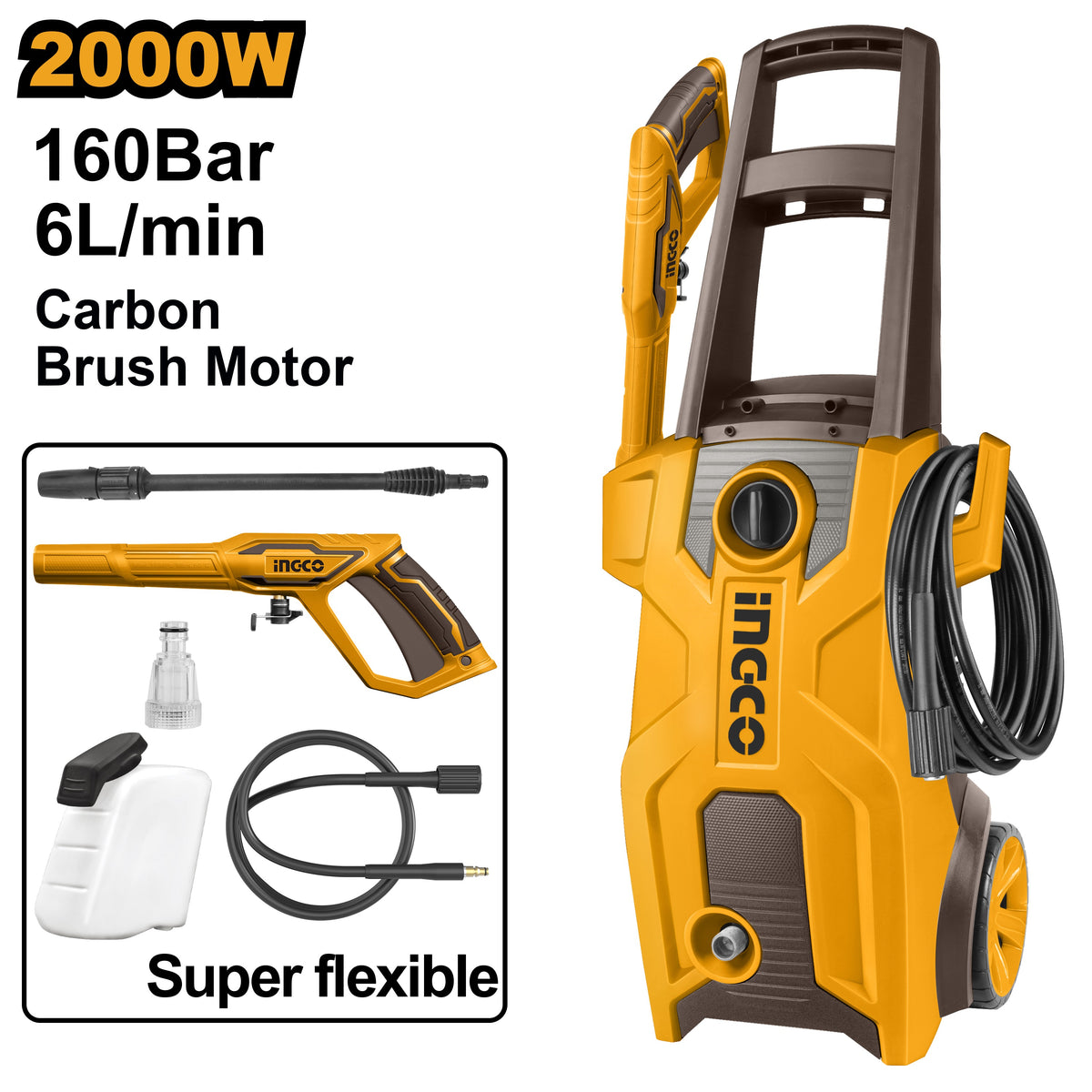 INGCO High Pressure Washer 2000W MAX.160BAR HPWR20018