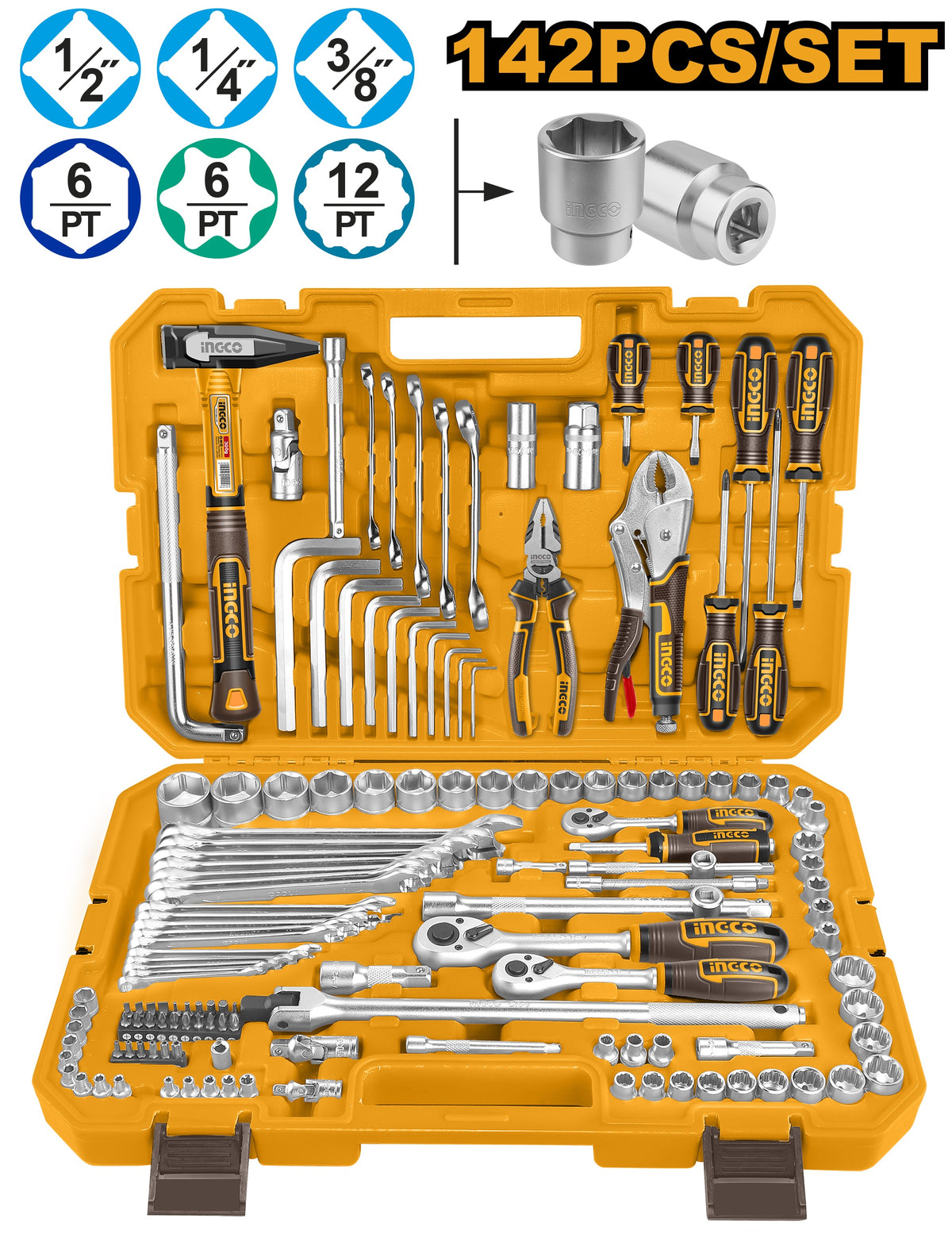 INGCO 142pcs Combination Tool set HKTHP21421