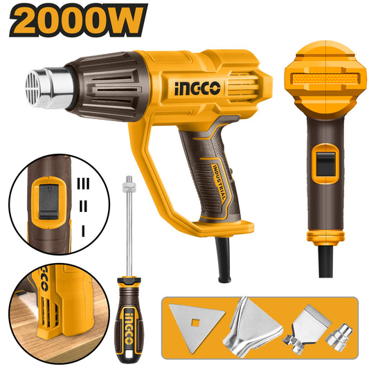 INGCO 3 Stages Heat Gun 2000W + Tool Kit HG200078