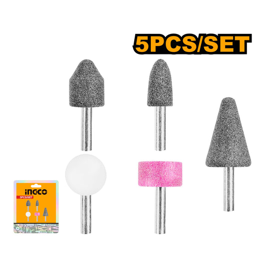 INGCO 5pcs Die Grinder 6mm Shank Mounted Stone set AKB0502