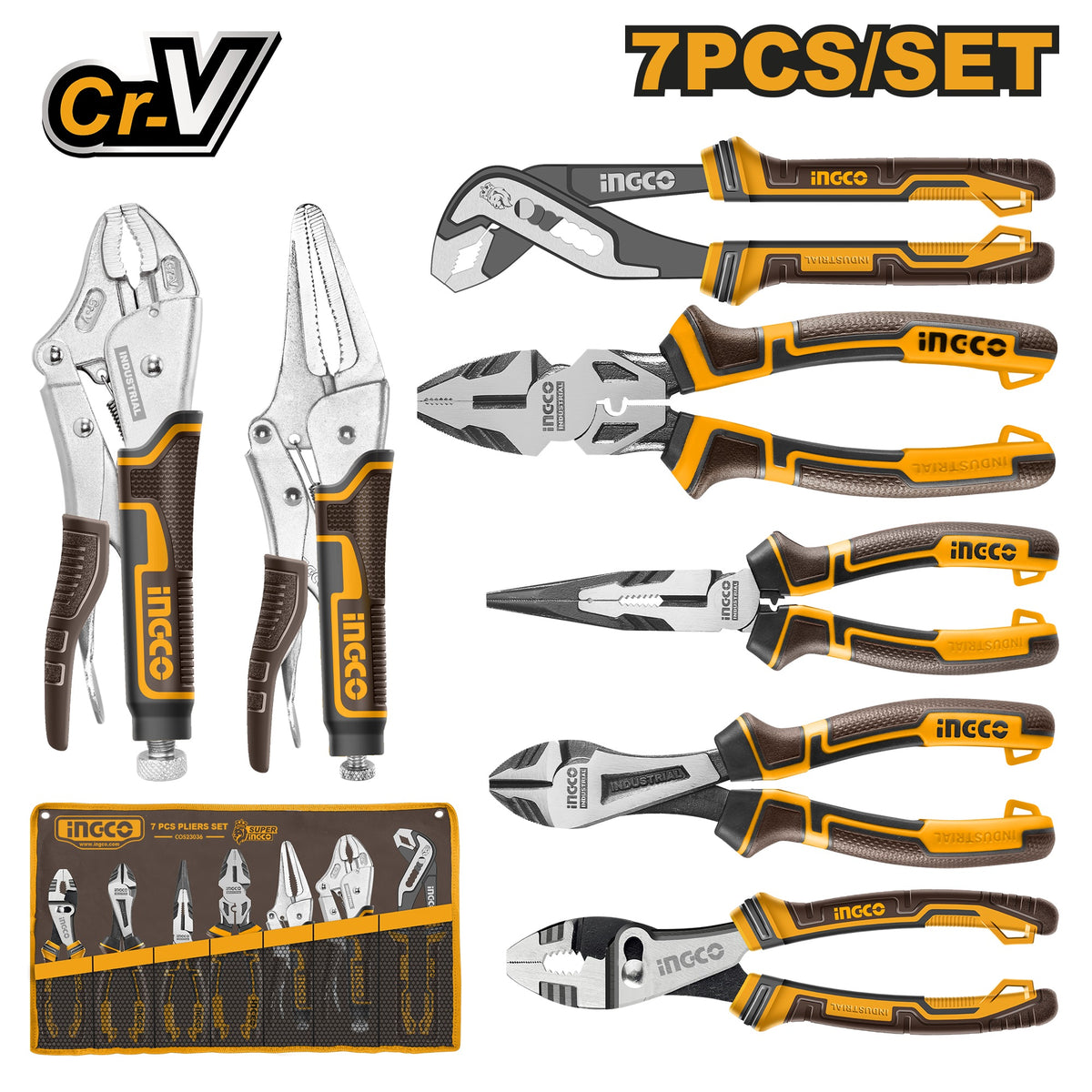 INGCO 7 pcs CRV Pliers set COS23036