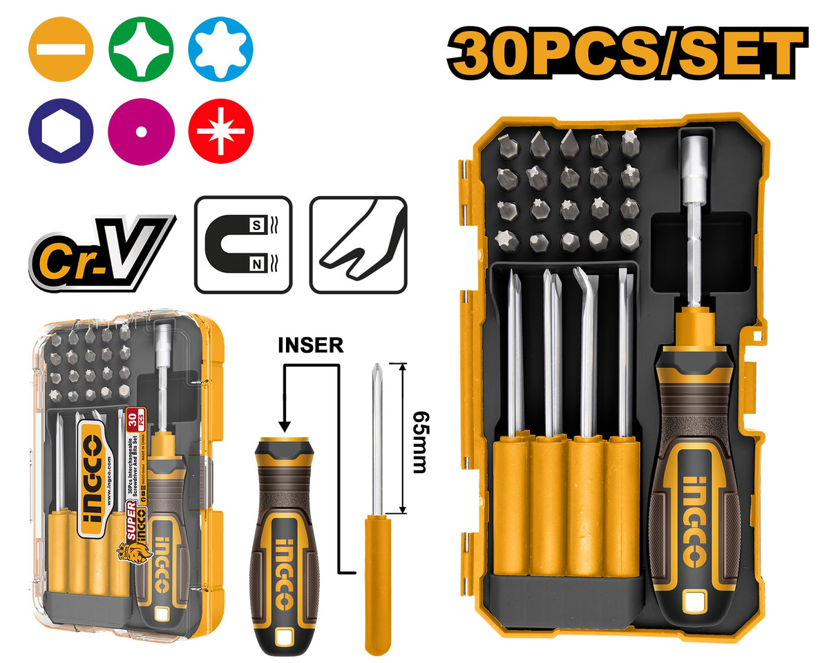 INGCO 30 pcs Interchangeable Screwdriver Bit set AKISD3001