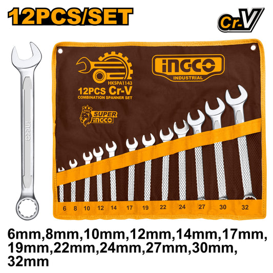 INGCO 12pcs Cr.v Combination Spanner set 6-32mm HKSPA1143