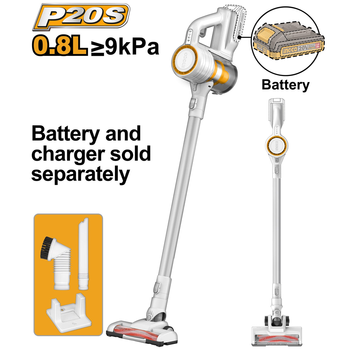 INGCO 20V LI-ION Multiple Cyclone Vacuum Cleaner (Bare Unit) CVLI20061