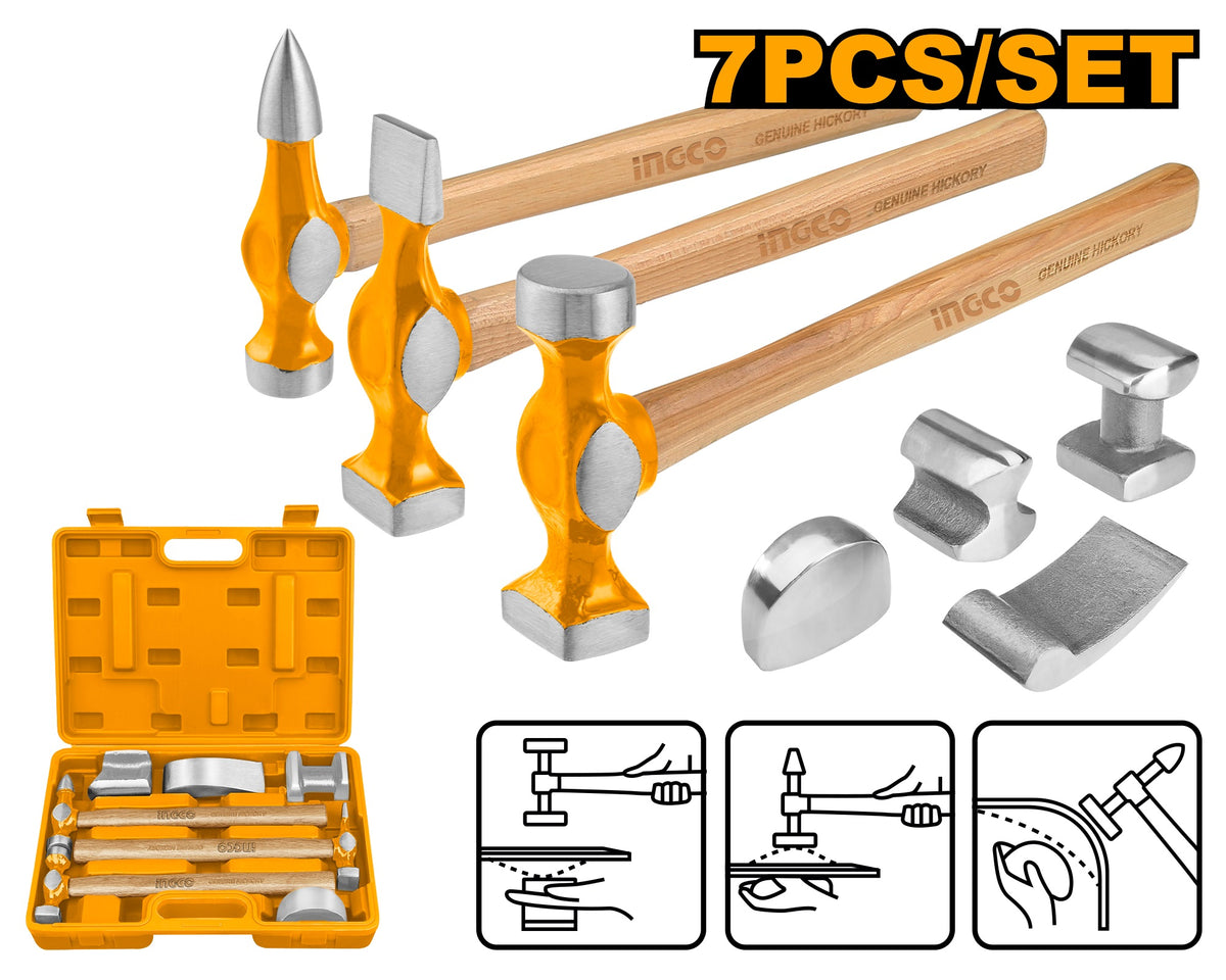 INGCO 7pcs Body & Fender Hammer set HBAFH0712