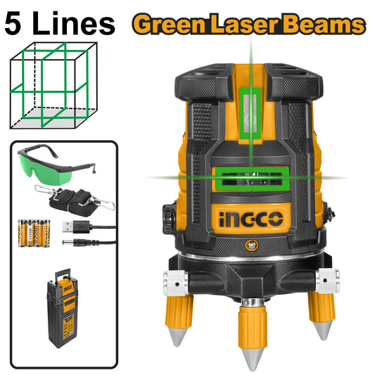 INGCO Self Levelling Green Beam Leveller 4V1H 30m Range HLL305205