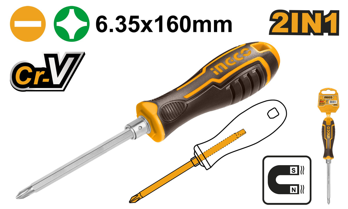 INGCO 2 in 1 Interchangeable Screwdriver AKISD0201