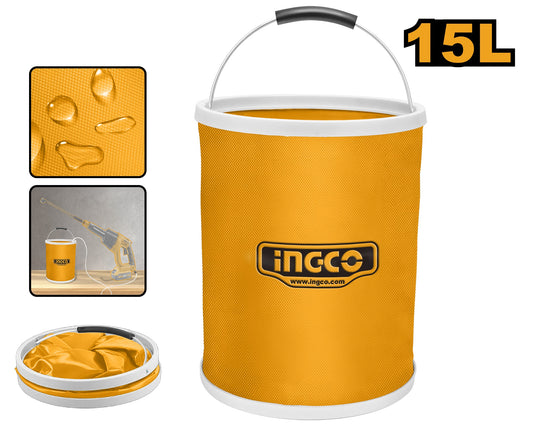 INGCO 15L Folding Bucket 250X320mm Metal Handle AMFB15