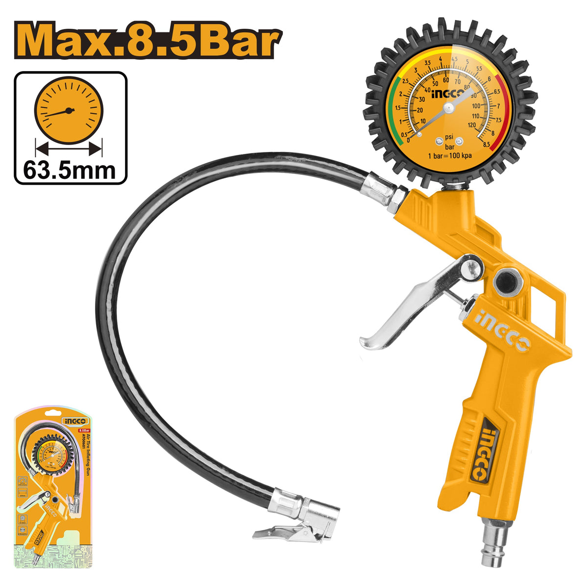 INGCO Air Tire Inflator with Gauge MAX.8.5BAR ATG0601