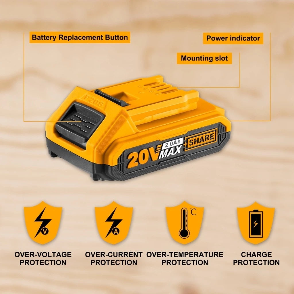 INGCO 20V LI-ION 2.0Ah Battery FBLI20011 – view 2