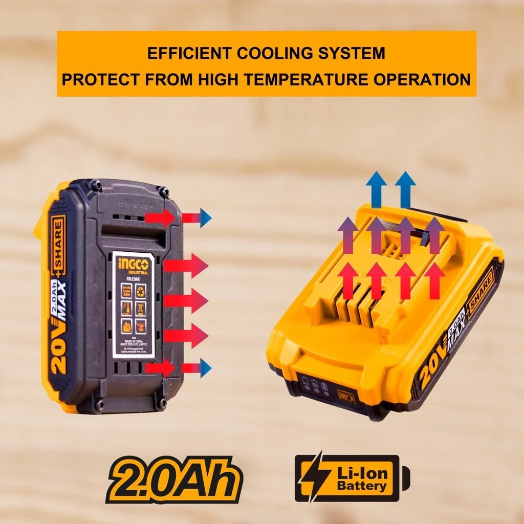 INGCO 20V LI-ION 2.0Ah Battery FBLI20011 – view 3