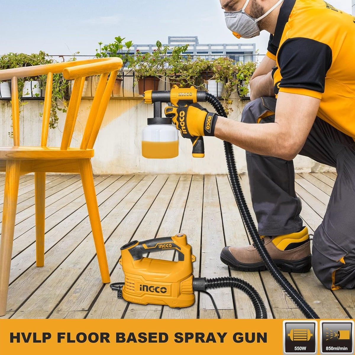 INGCO Hvlp Electric Spray Gun 550W 800ml Container SPG5008-2 – view 3