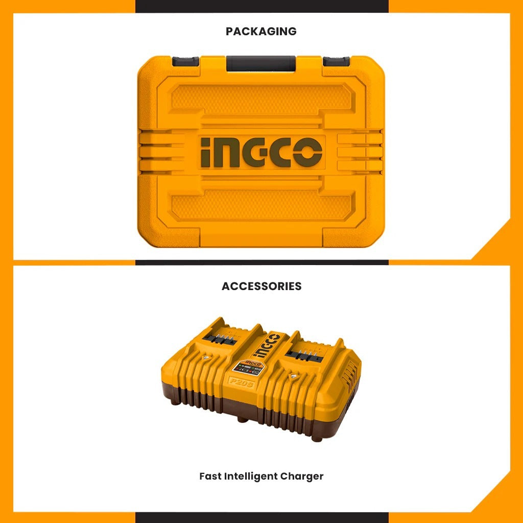 INGCO 20V 6pc Battery Kit 4X2.0, 2X4.0, 2 Port Charger + Case COSLI230701 – view 4
