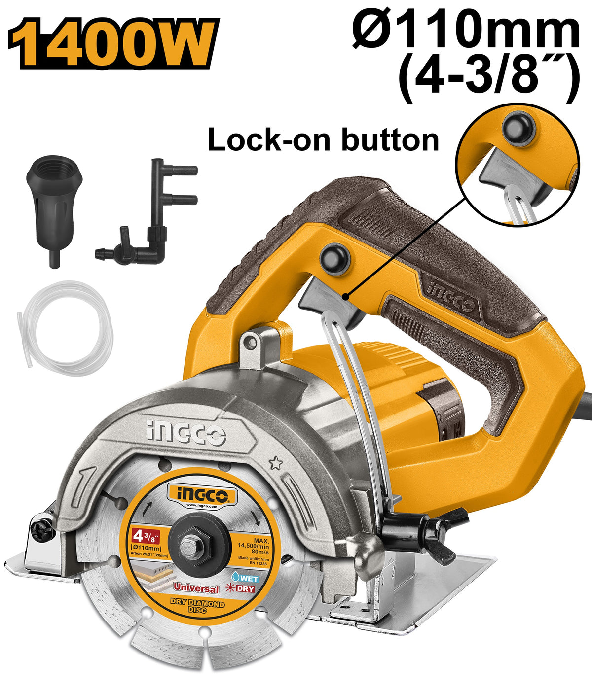 INGCO Marble Cutter 110mm 1400W + Dry Wheel MC140068