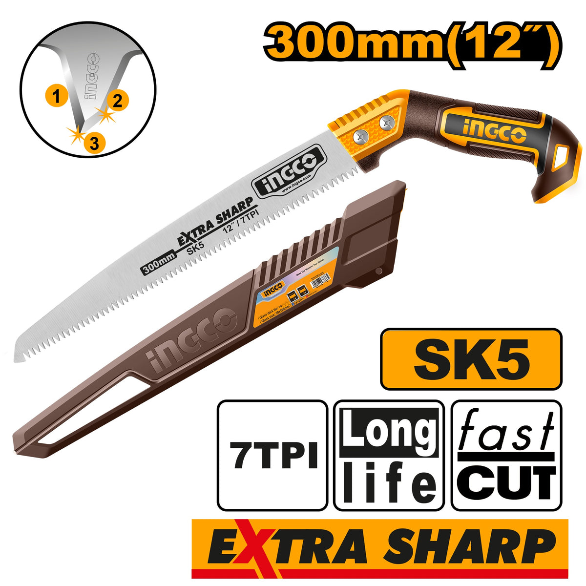 INGCO Fast Cut Purning Saw W/sheath 300mm HPS3006