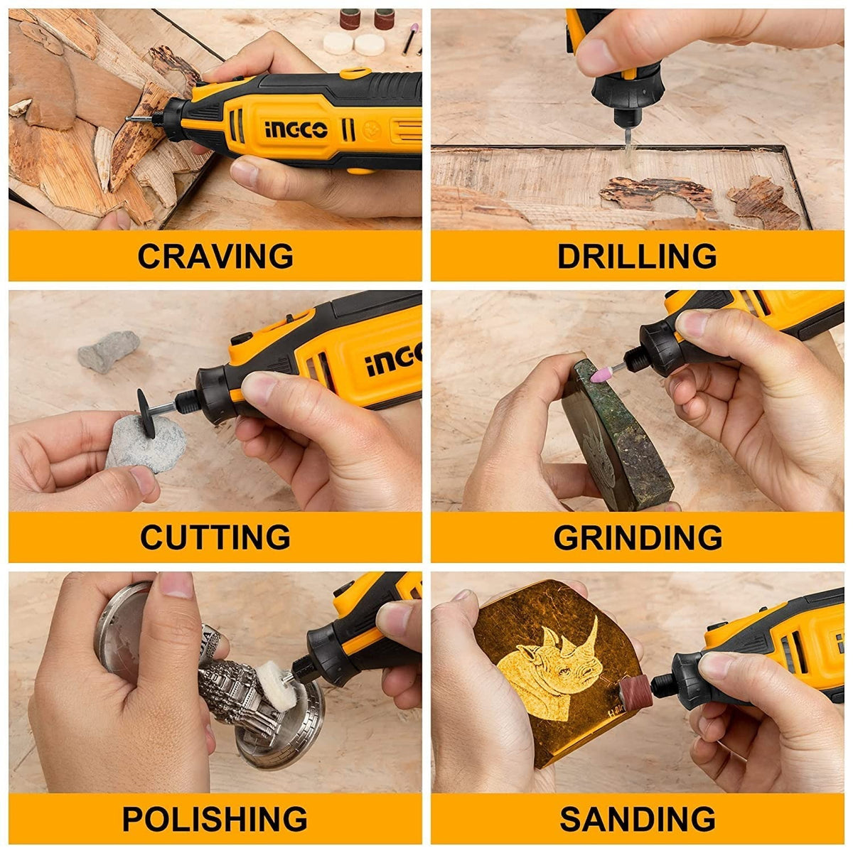 INGCO Mini Die Grinder with 149 Accessories 1/8" Collet MG2008 – view 2
