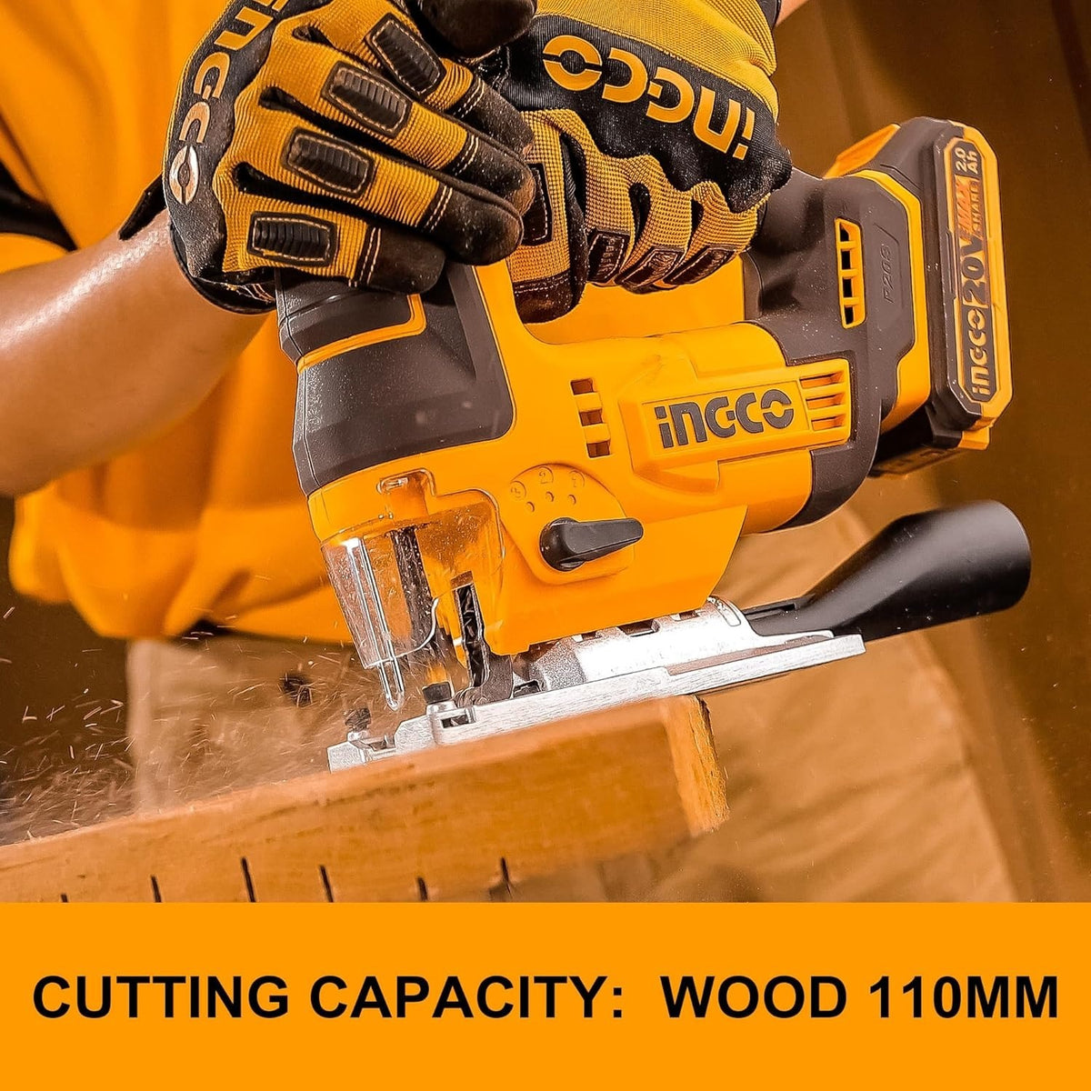 INGCO 20V LI-ION Jigsaw Cut Wood 110mm, METAL12mm+5 Blades (Bare Unit) CJSLI1008 – view 4