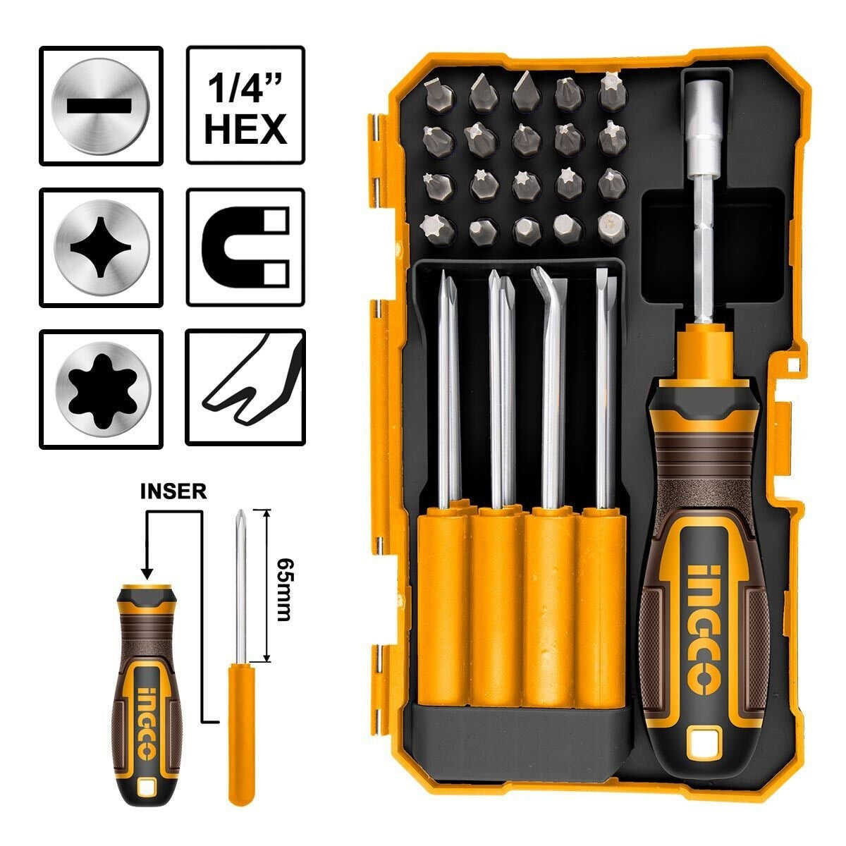 INGCO 30 pcs Interchangeable Screwdriver Bit set AKISD3001 – view 2