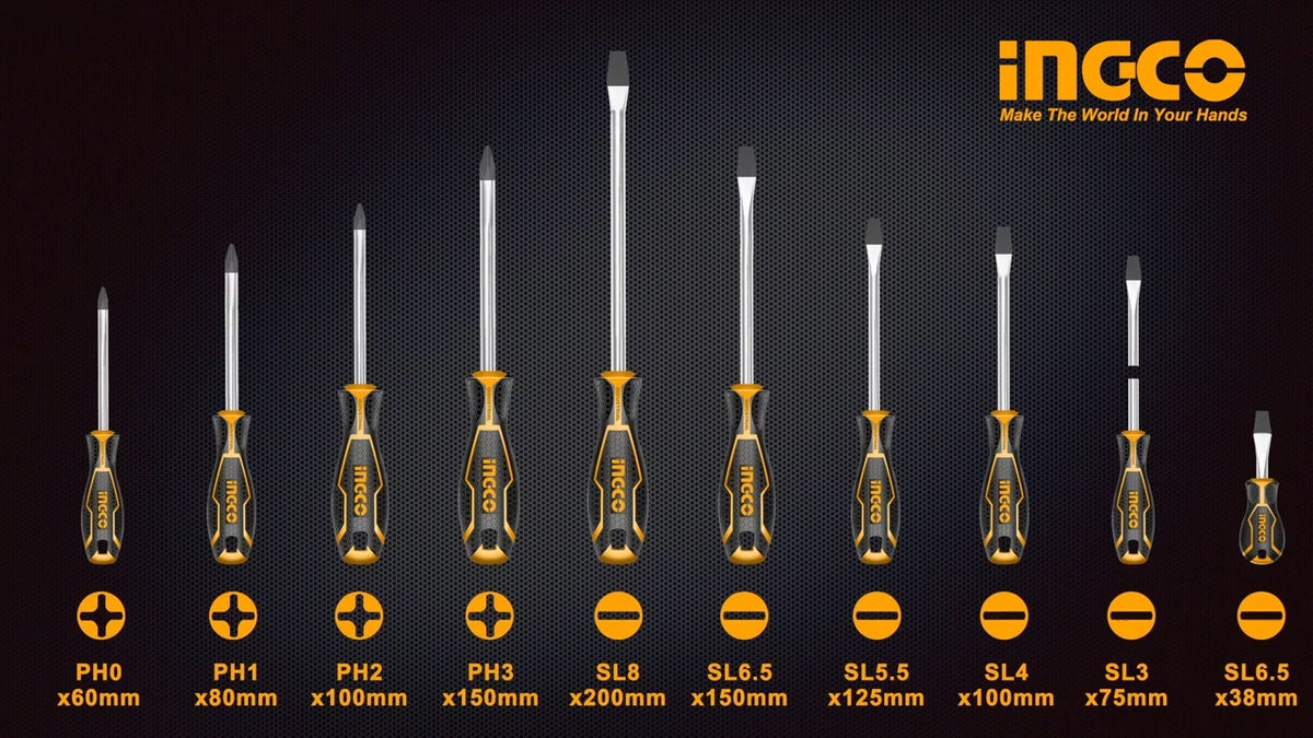 INGCO 10pcs Screwdriver set 6pcs (-) & 4pcs (+) HKSD1028 – view 2