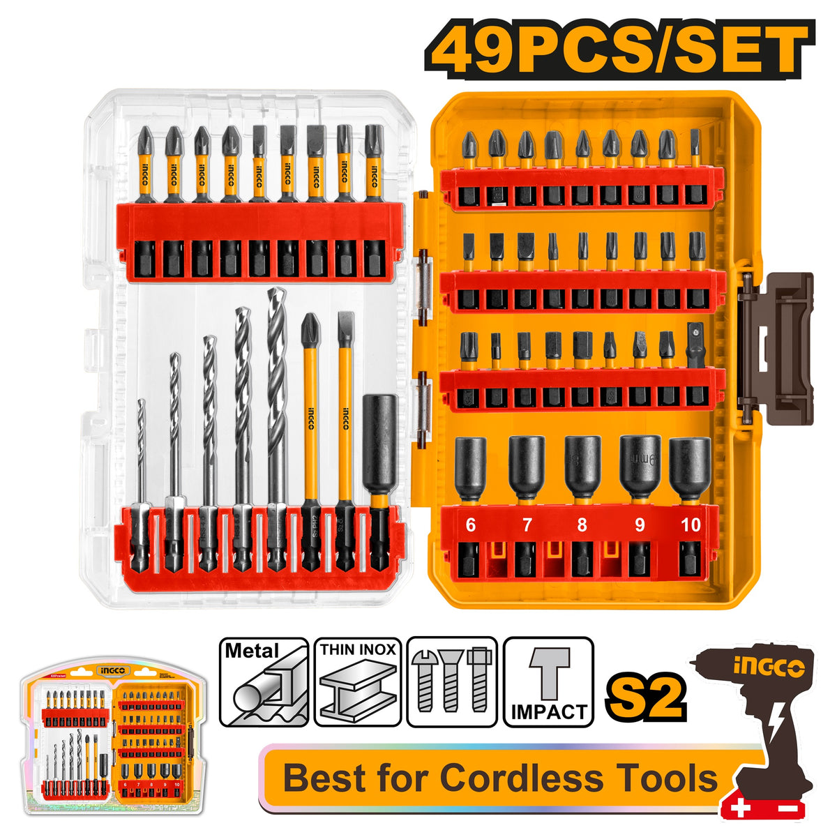 INGCO 49pcs Impact Driver Bit set AKDL24906