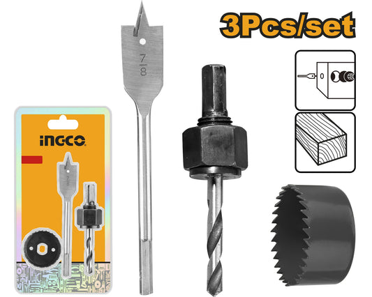 INGCO 3pcs Lock Installation Hole Saw Kit AKHS302