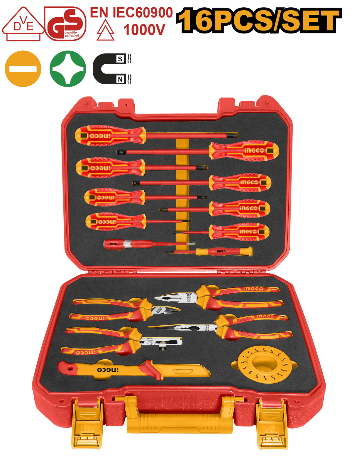 INGCO Vde 16pcs Insulated Hand Tool set HKITH1601