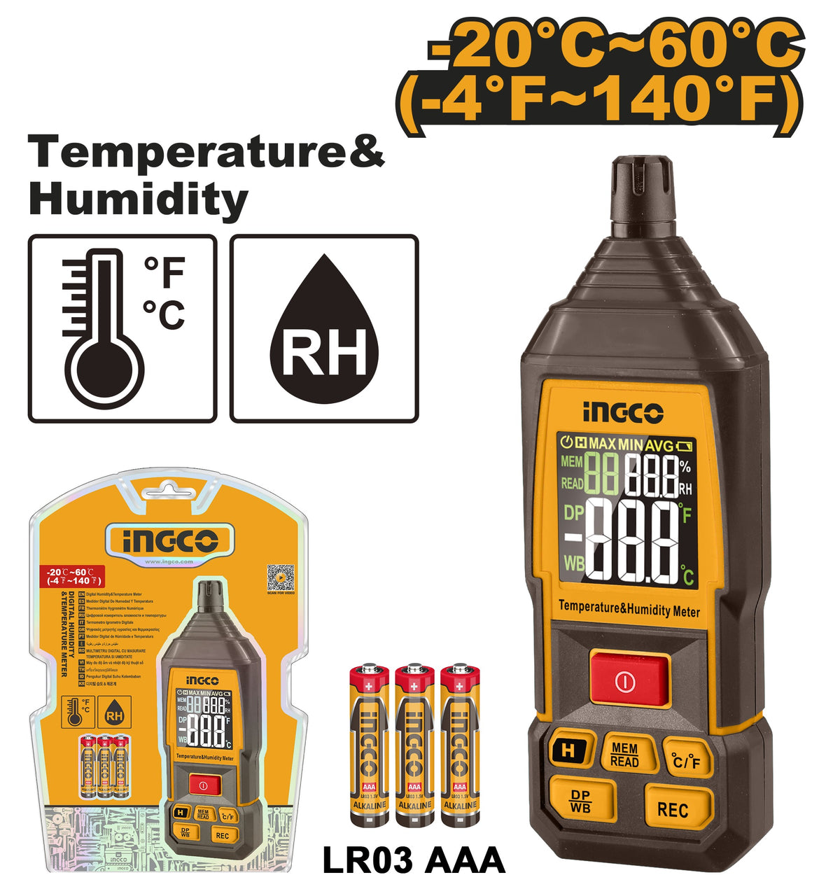 INGCO Digital Humidity & Temperature Meter HETHT031
