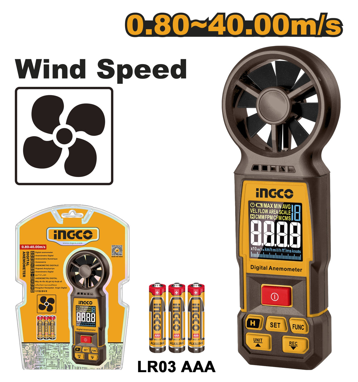 INGCO Digital Anemometer (Wind Speed) HETAN031