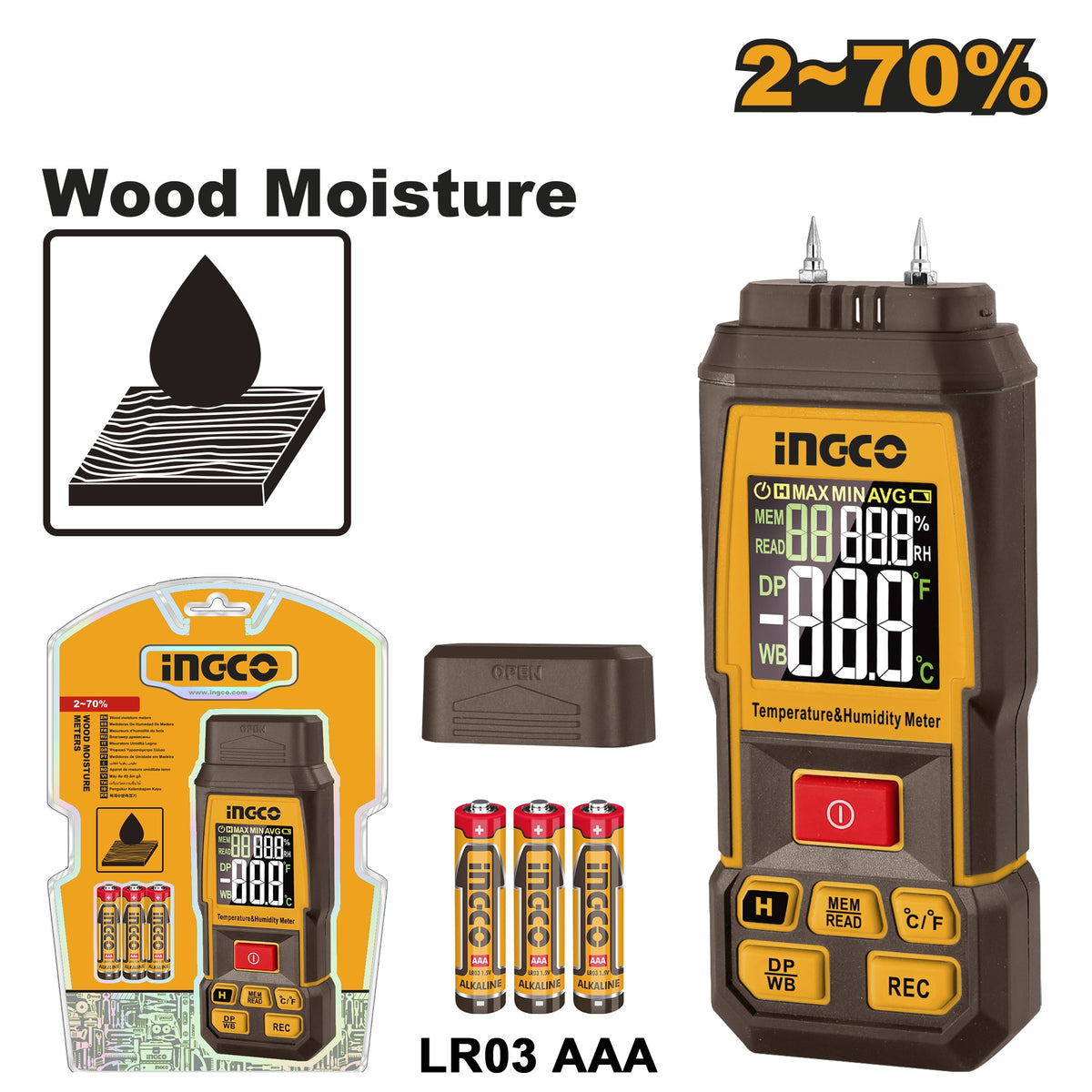 INGCO Digital Wood Moisture Meter HETWM031