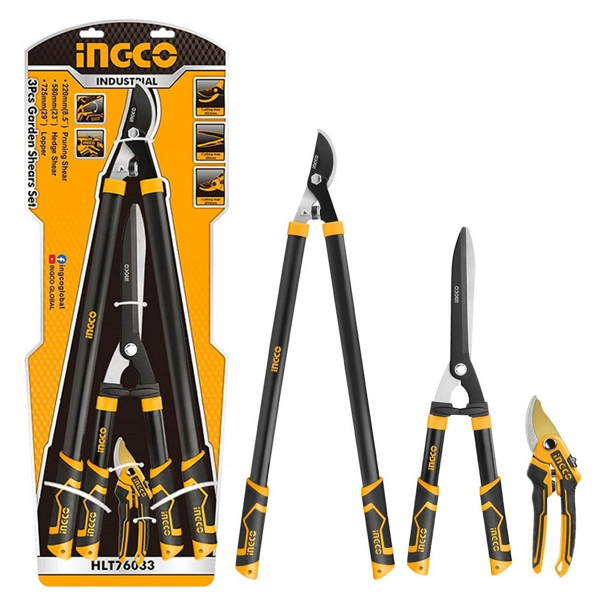 INGCO 3pcs Pruning, Hedge Shears & Lopper set HLT76033 – view 2
