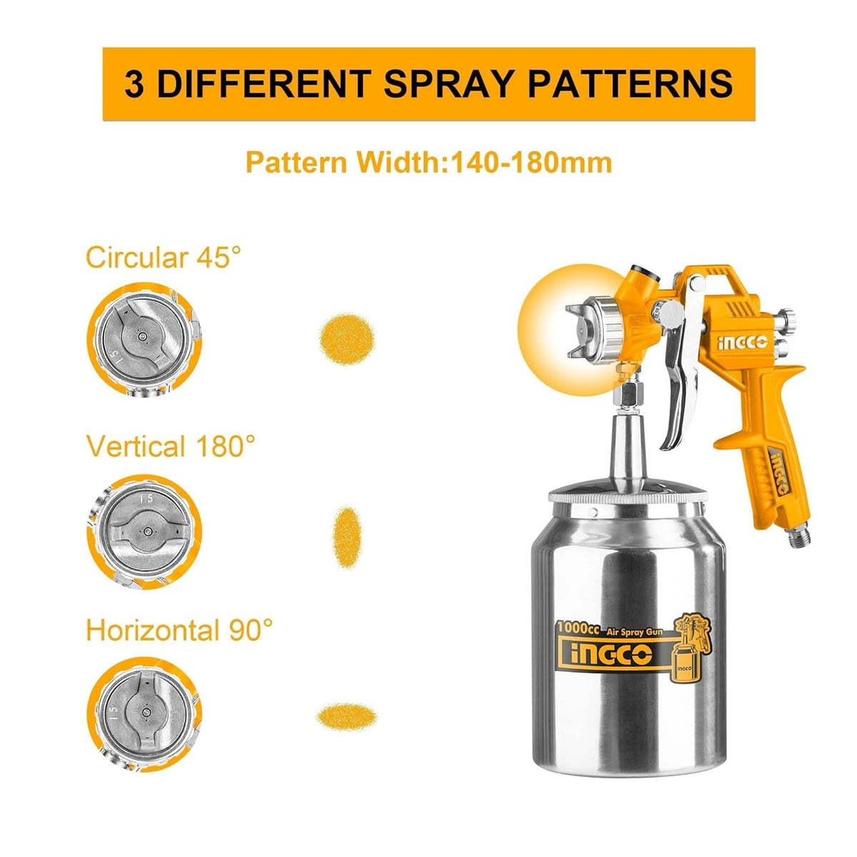 INGCO Spray Gun Nozzle 1.5mm 1.0L Tank ASG3101 – view 2