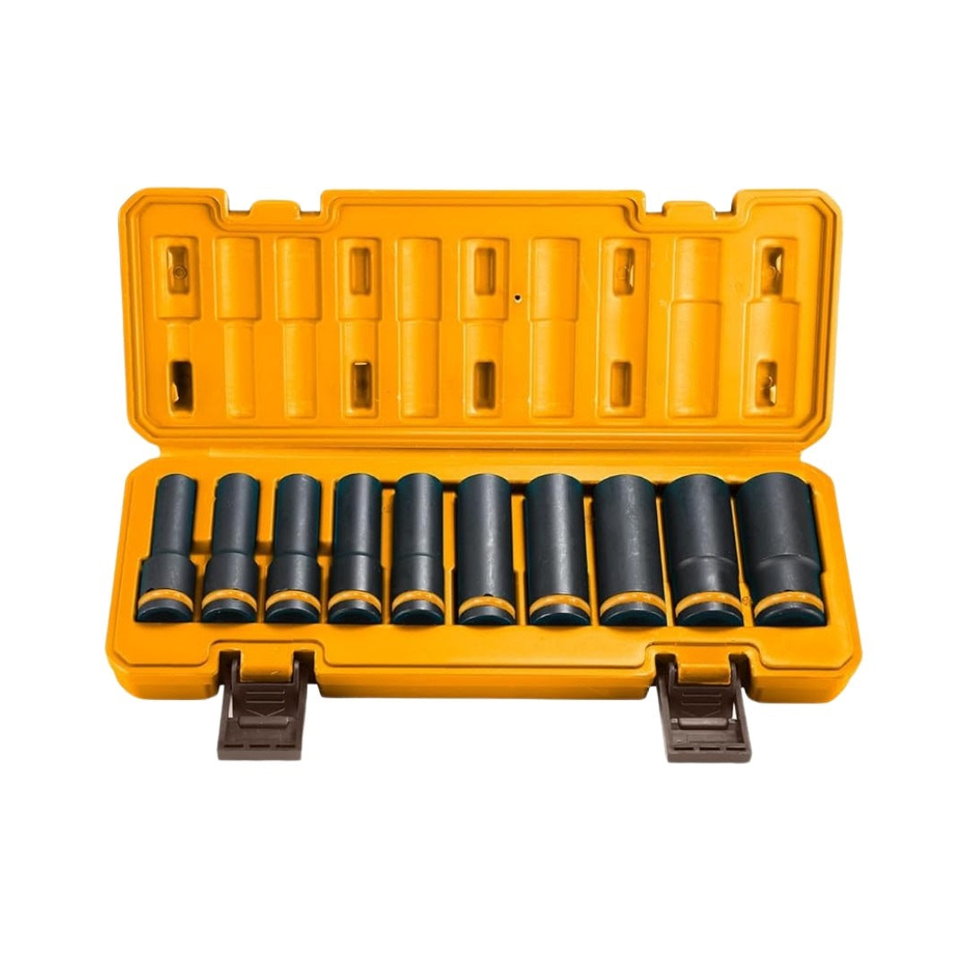 INGCO 10pcs 1/2" DR. CR-MO Deep Mpact Socket set 10-24mm HKISSD12102L – view 2