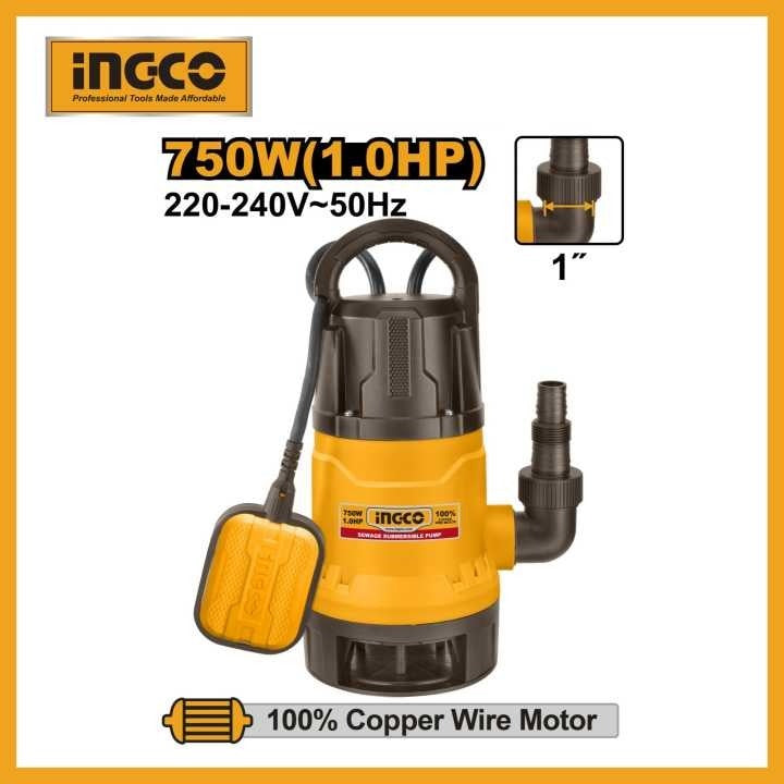 INGCO 1" Sewage Submerisible Pump W/float 1HP 750W Max Head 8m SPD7508 – view 2