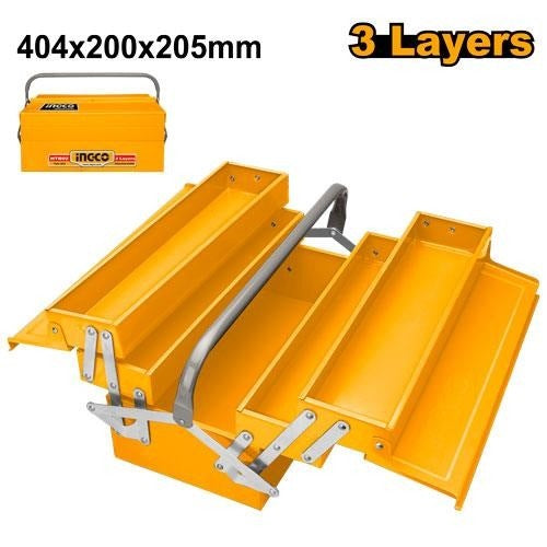 INGCO 3 Layers Metal Tool Box 404X200X205mm HTB03
