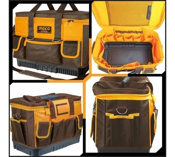 INGCO 16" H/duty Ind. Tool BAG,25 Pockets,shoulder Strap 46*23*33cm HTBG10 – view 3