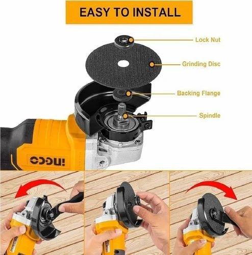 INGCO 20V LI-ION BL Angle Grinder 100mm 3 Speed 900W 1X4.0Ah CAGLI261021 – view 3