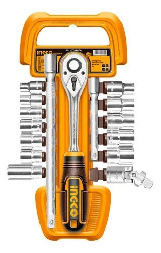 INGCO 27pcs 1/2" DR. Socket set 4-14mm W/72T Ratchet Handle HKTS12171 – view 2