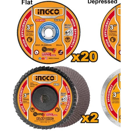 INGCO 30 pcs 76mm Cutting & Grinding Disc set MCD07630 – view 2
