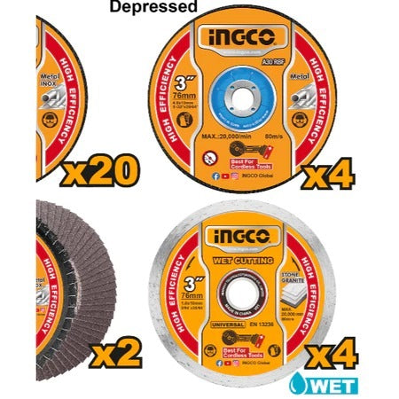 INGCO 30 pcs 76mm Cutting & Grinding Disc set MCD07630 – view 3