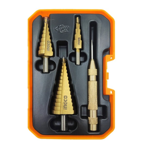 INGCO 3pc HSS Step Drill set 4-12, 4-22,4-32mm+AUTO Center Punch AKSDS2041 – view 3